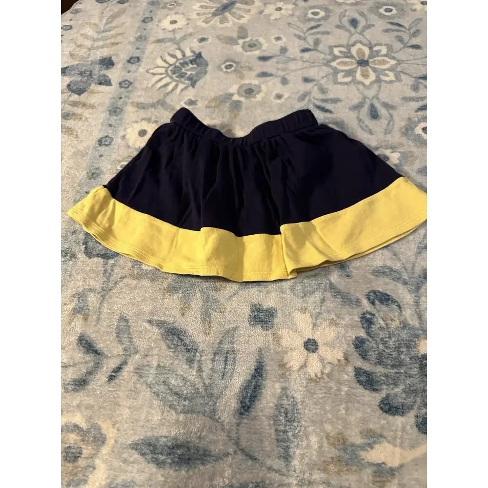 Gymboree Girls 3T Navy Floral Appliqué Pull-On A-Line Knit Cotton Skirt